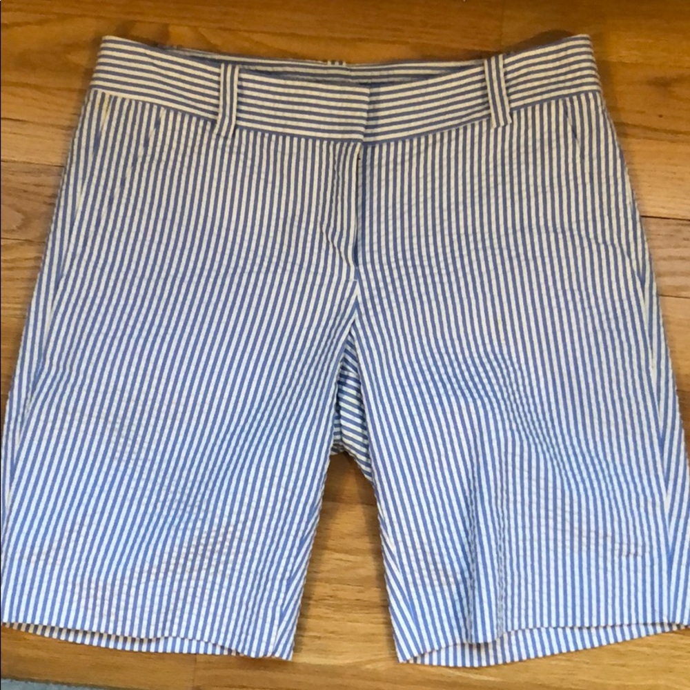J Crew blue/white seersucker shorts